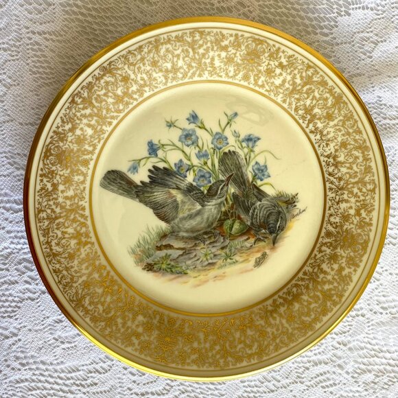 LENOX Mocking Birds Dinner Plate - 1978 Limited Edition of Boehm Birds, Gold Flo - Picture 1 of 3